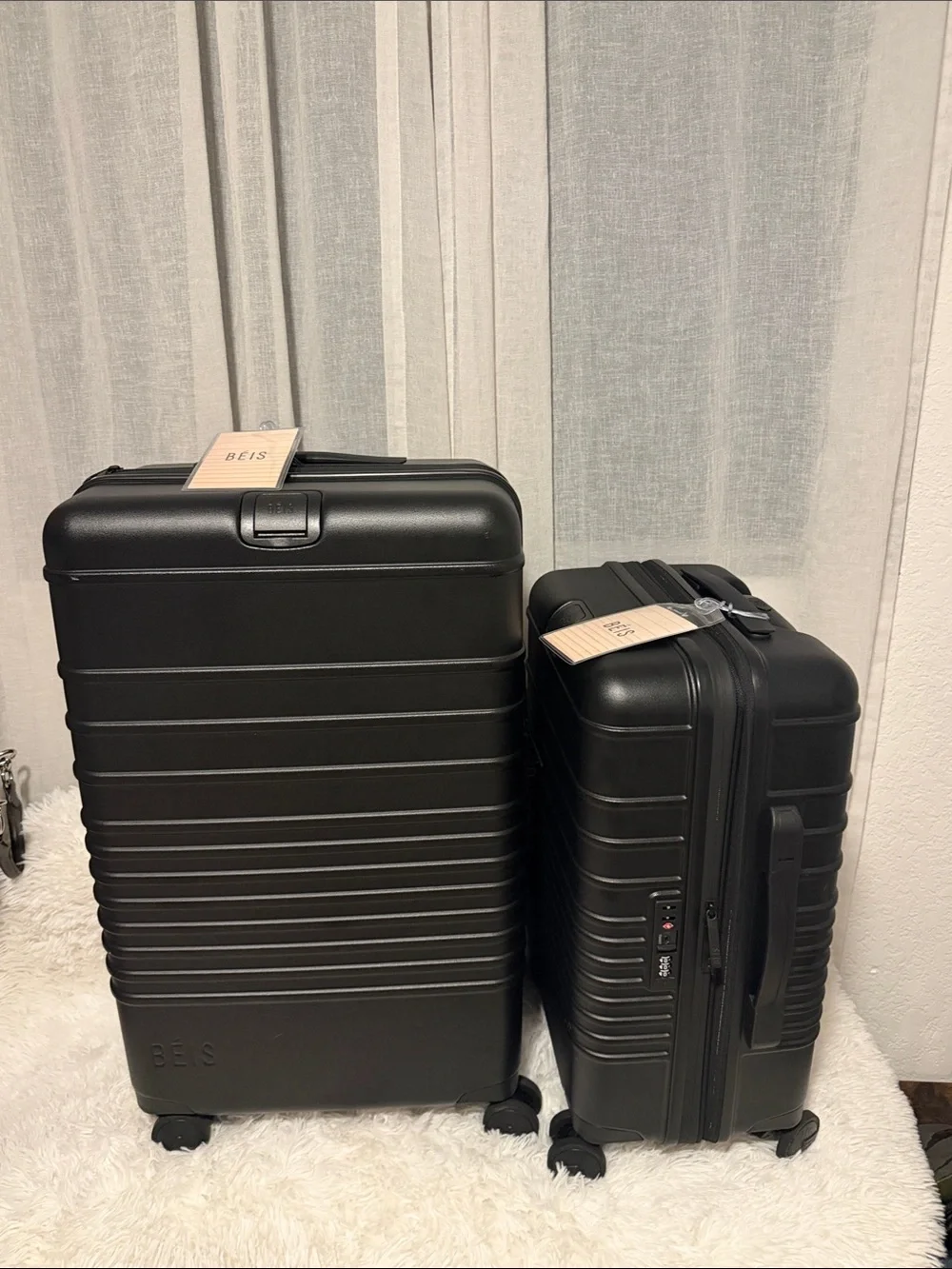 BEIS Black Textured Hardshell Luggage Set - Spinner Carry-On & Checked